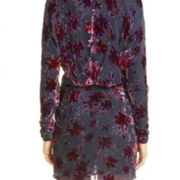 Rag & Bone Pink Eloise Gathered Devoré-velvet Mini Dress Size 12 - Picture 6 of 10